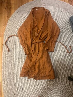 100% Linen burnt orange bath robe